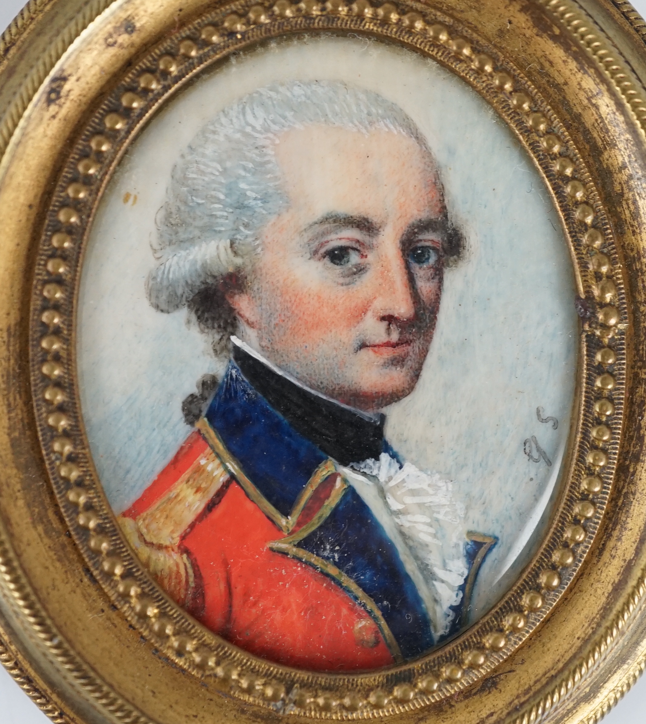 G.S circa 1810, Portrait miniature of an army officer, oil on ivory, 3.8 x 3cm. CITES Submission reference 1FREREYY
